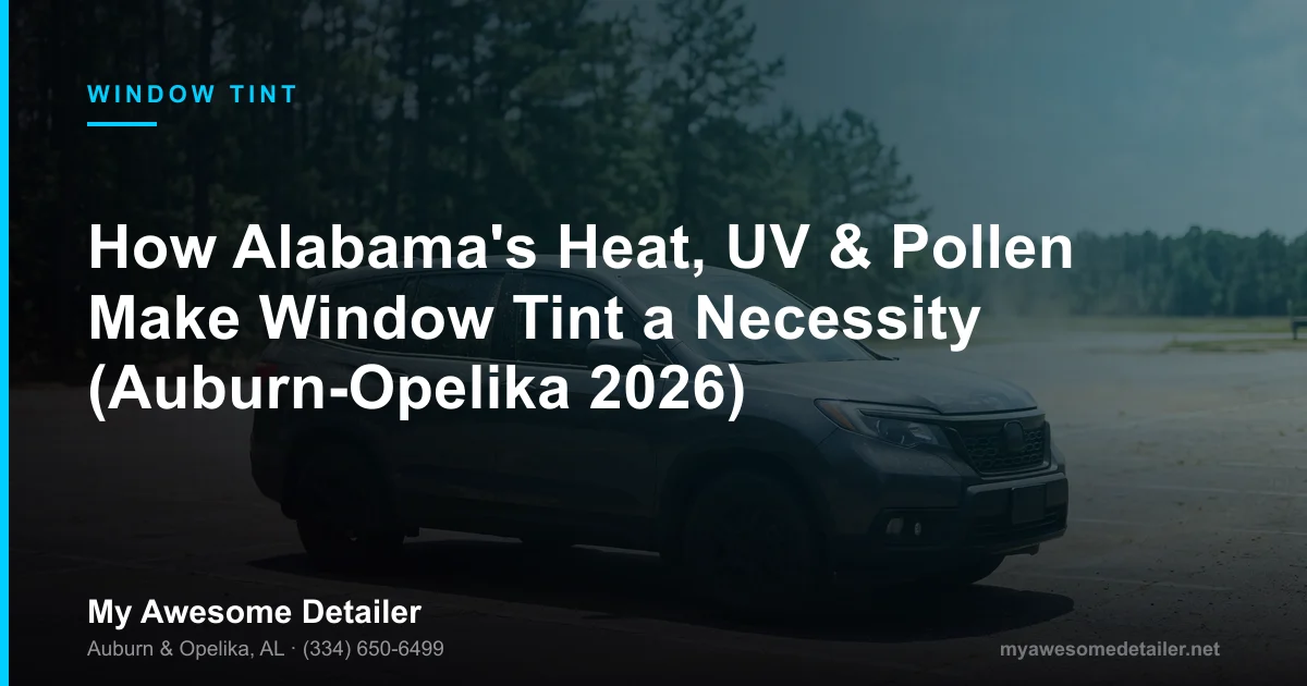Window tint for Alabama heat, UV and pollen season — My Awesome Detailer, Opelika AL