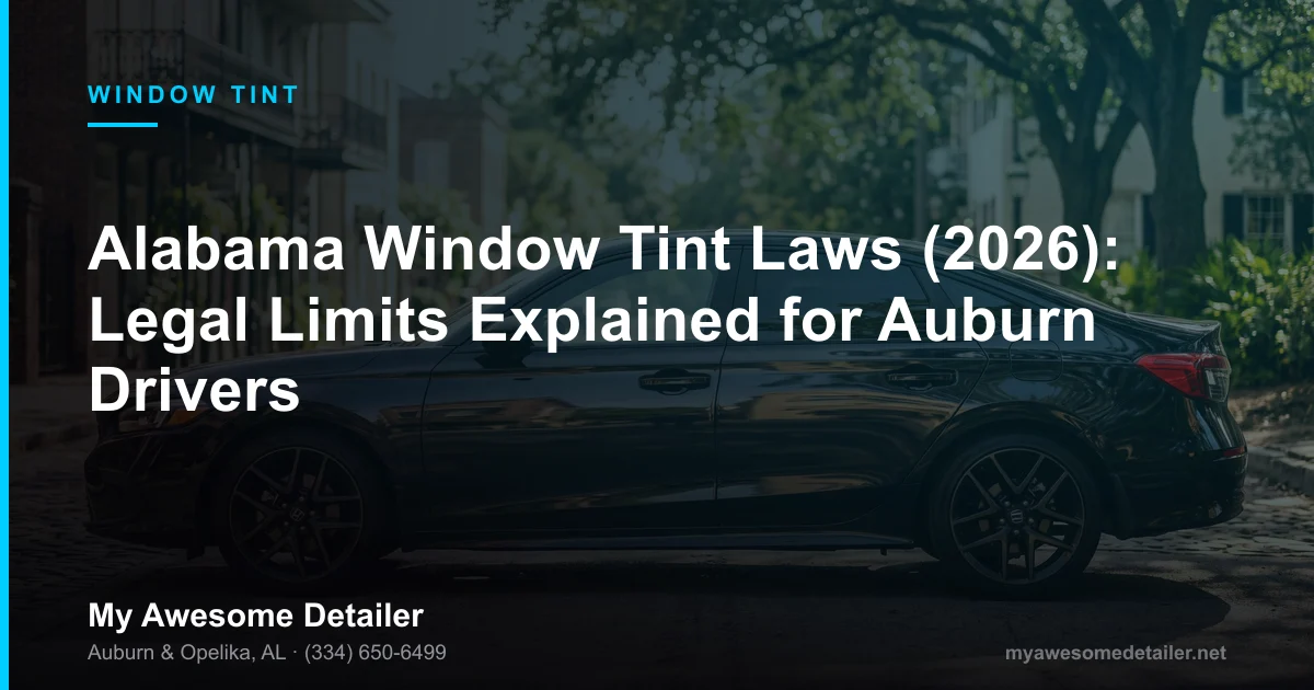 VLT meter checking window tint darkness on a car in Opelika, Alabama for legal 32% compliance