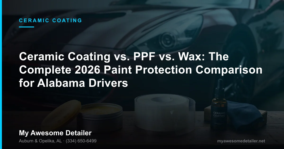 Ceramic coating vs PPF vs wax comparison - My Awesome Detailer, Opelika AL