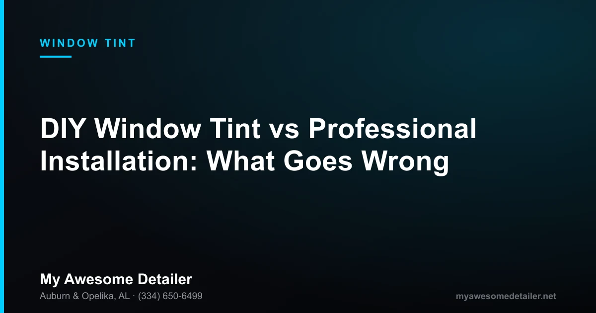 DIY window tint vs professional window tint installation in Auburn - ceramic window tint by My Awesome Detailer, Opelika AL
