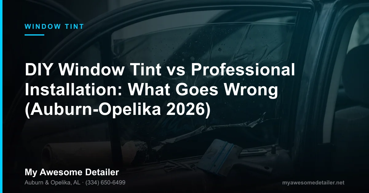 DIY window tint vs professional window tint installation in Auburn - ceramic window tint by My Awesome Detailer, Opelika AL