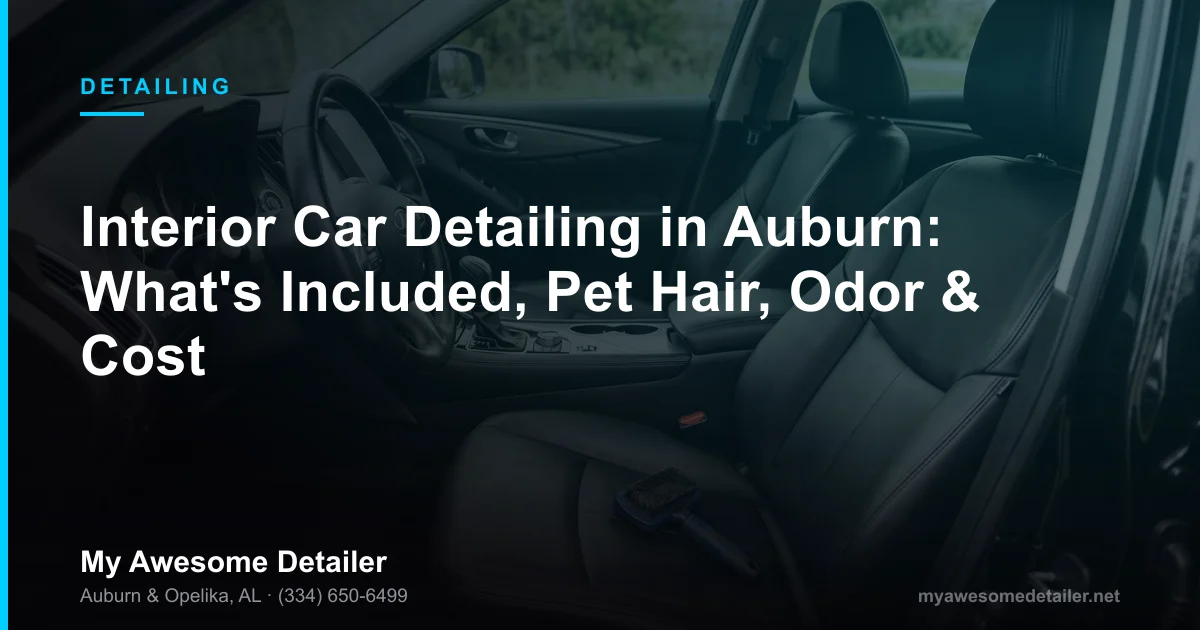 Detailer shampooing and steam cleaning a car interior in Auburn, Alabama