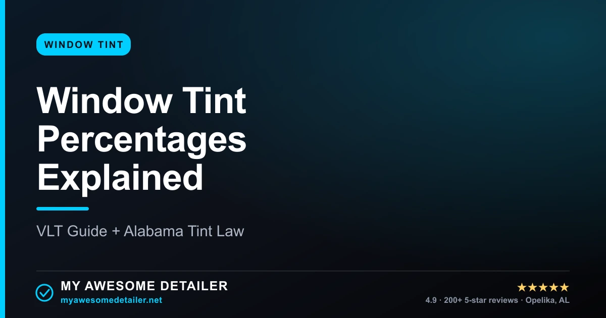 Window tint VLT percentage guide — My Awesome Detailer, Opelika AL