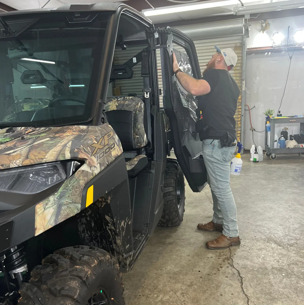 Polaris XP1000 side window tint install action
